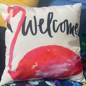 Welcome Flamingo Pillow